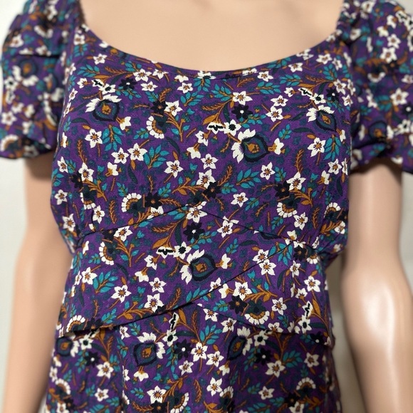 Band of the Free Dress M Purple Floral Puff Sleeve Mini Boho Cottagecore - Picture 5 of 10
